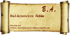 Balázsovics Ádám névjegykártya