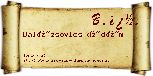 Balázsovics Ádám névjegykártya