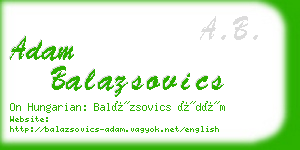 adam balazsovics business card